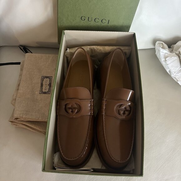 Gucci 738470 Mens Brown Leather Millennial Ribot GG Loafers 13 UK 13.5 US $850 - Picture 4 of 12